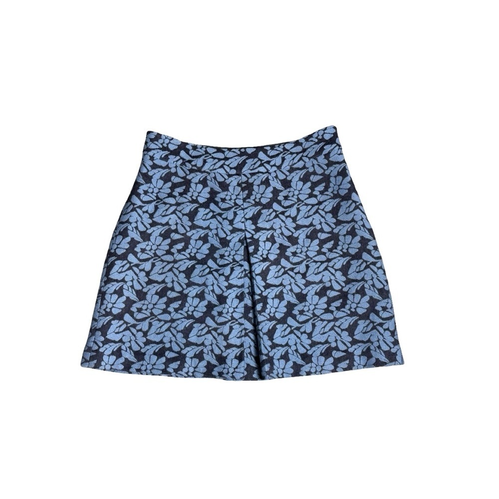 Boden Blue Floral Mini Skirt Size 12R | Coastal Preppy Wool‎ Blend Classic